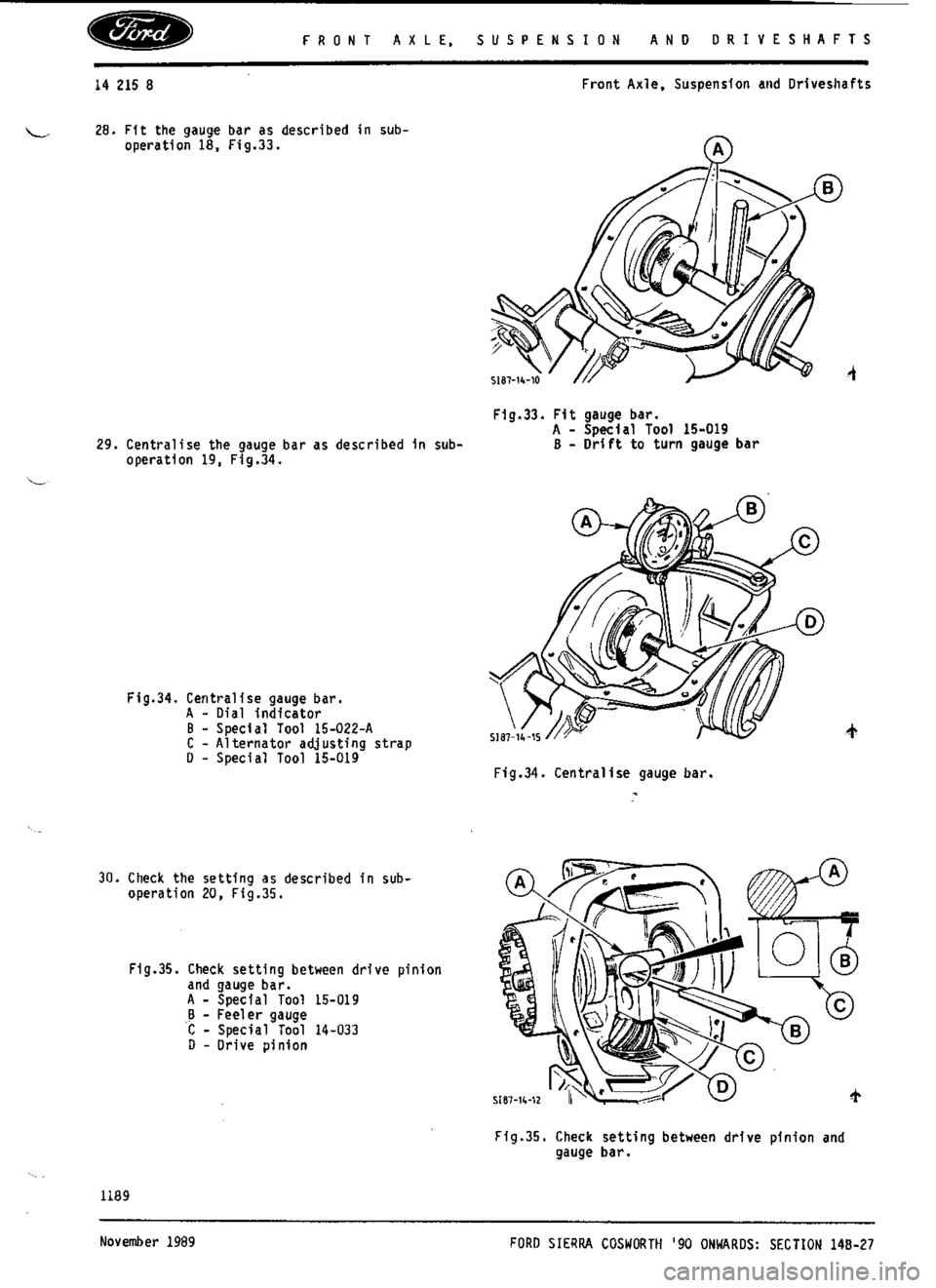 FORD SIERRA RS COSWORTH 1988 1.G Workshop Manual 