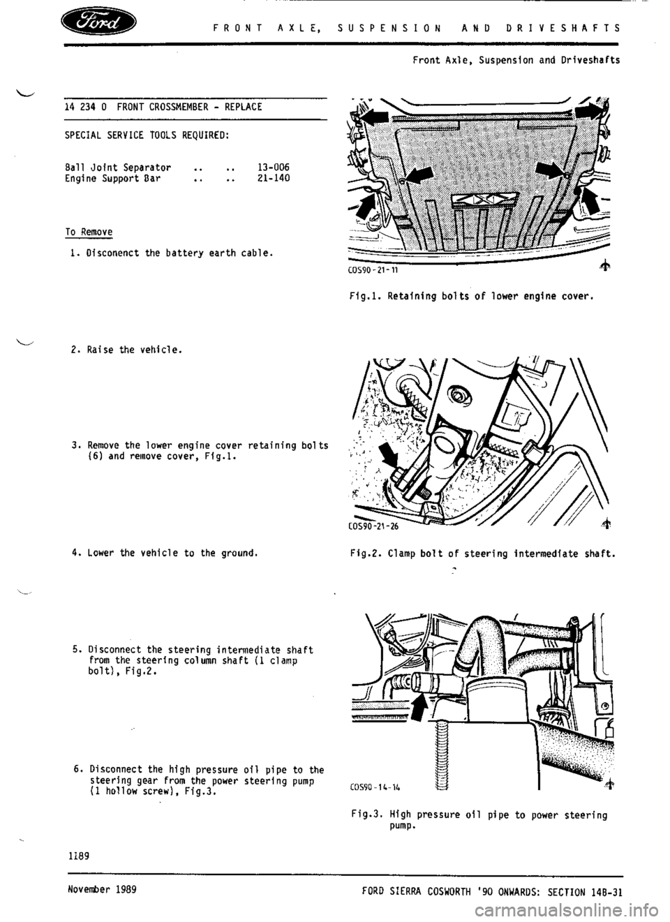 FORD SIERRA RS COSWORTH 1988 1.G Workshop Manual 