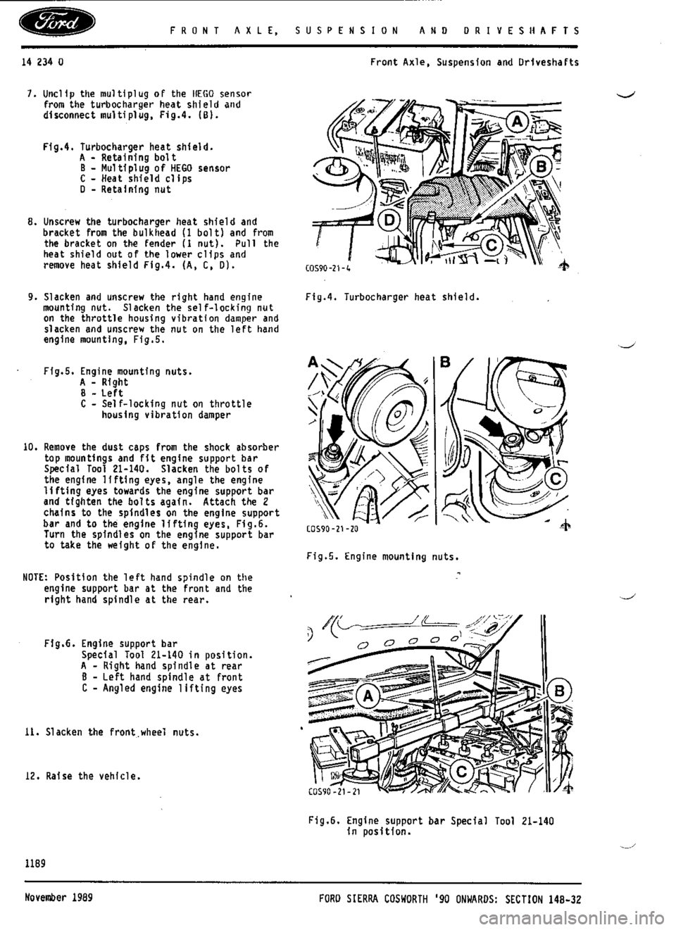 FORD SIERRA RS COSWORTH 1988 1.G Workshop Manual 