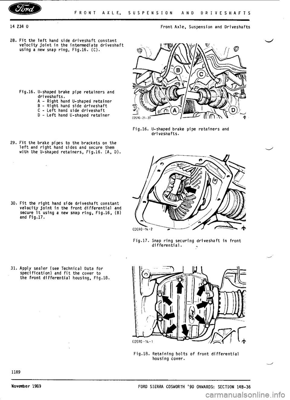 FORD SIERRA RS COSWORTH 1988 1.G Workshop Manual 