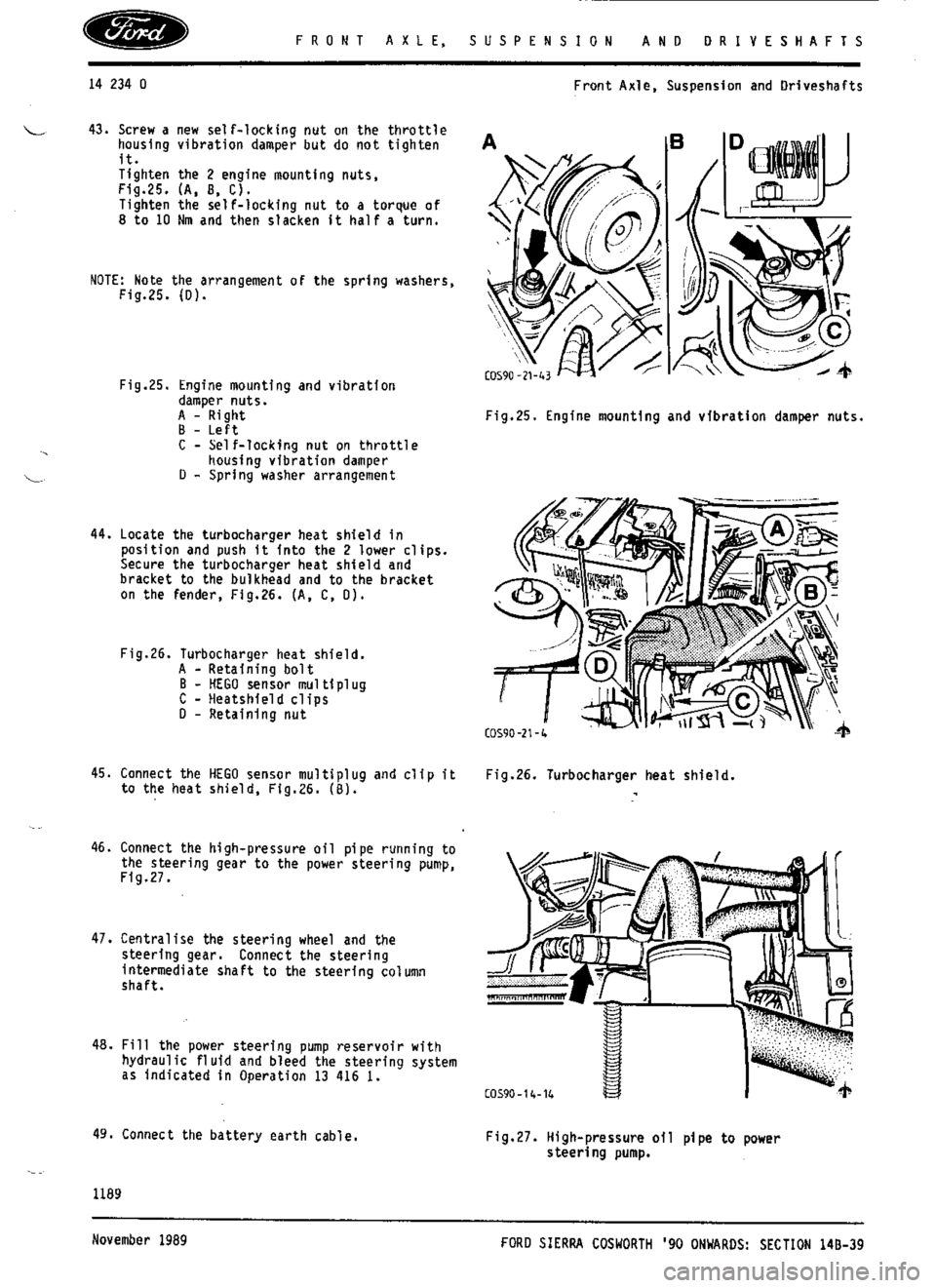 FORD SIERRA RS COSWORTH 1988 1.G Workshop Manual 