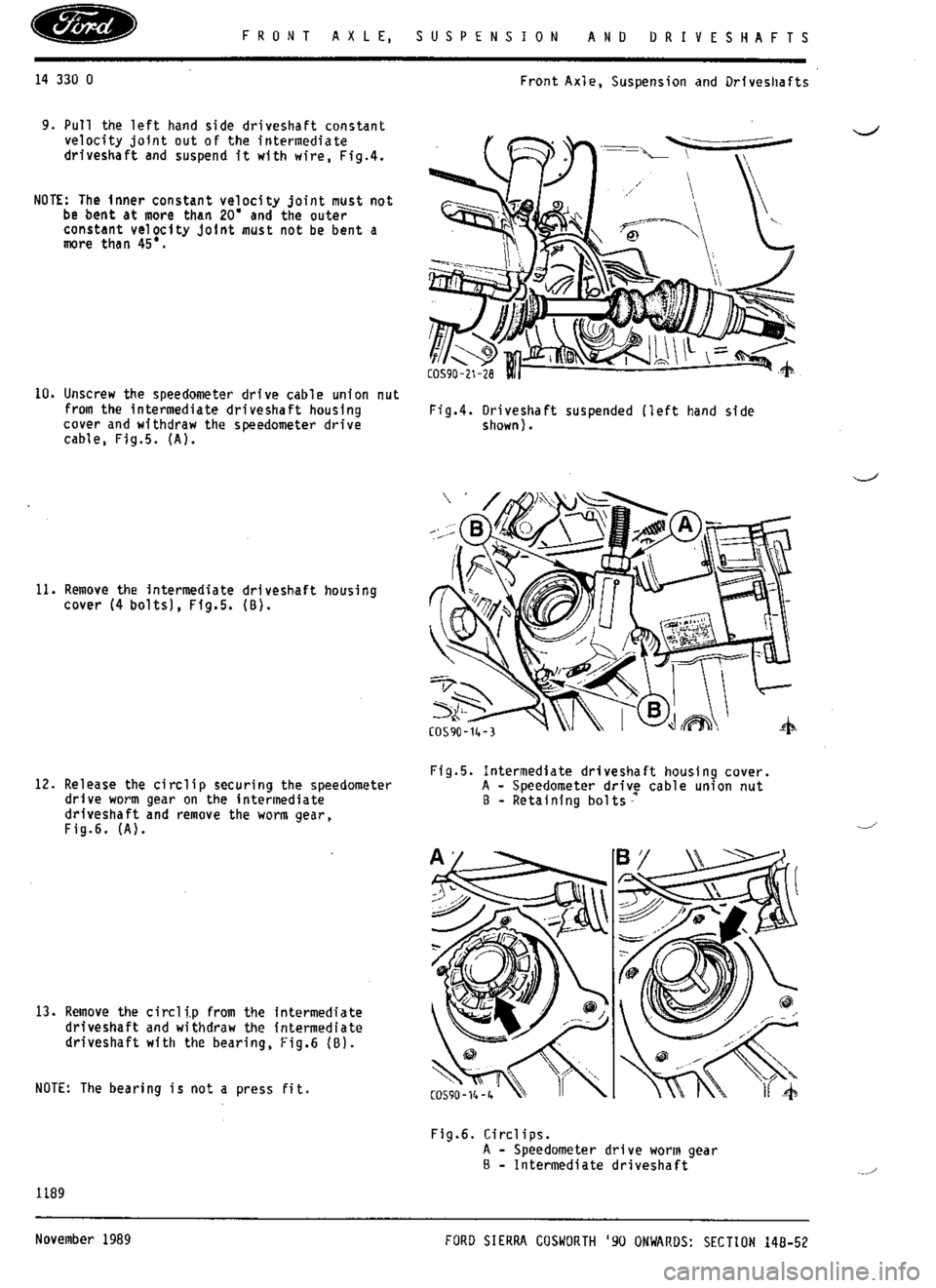 FORD SIERRA RS COSWORTH 1988 1.G Workshop Manual 