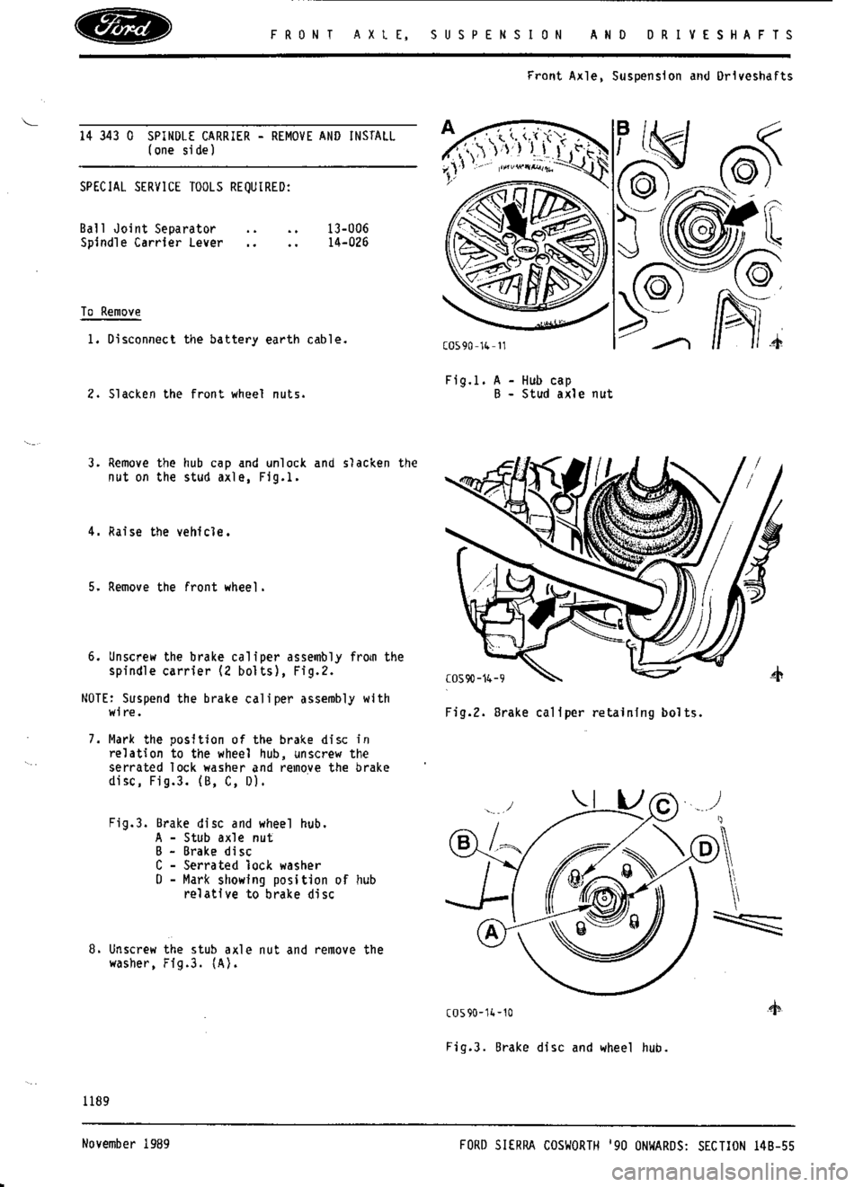 FORD SIERRA RS COSWORTH 1988 1.G Workshop Manual 