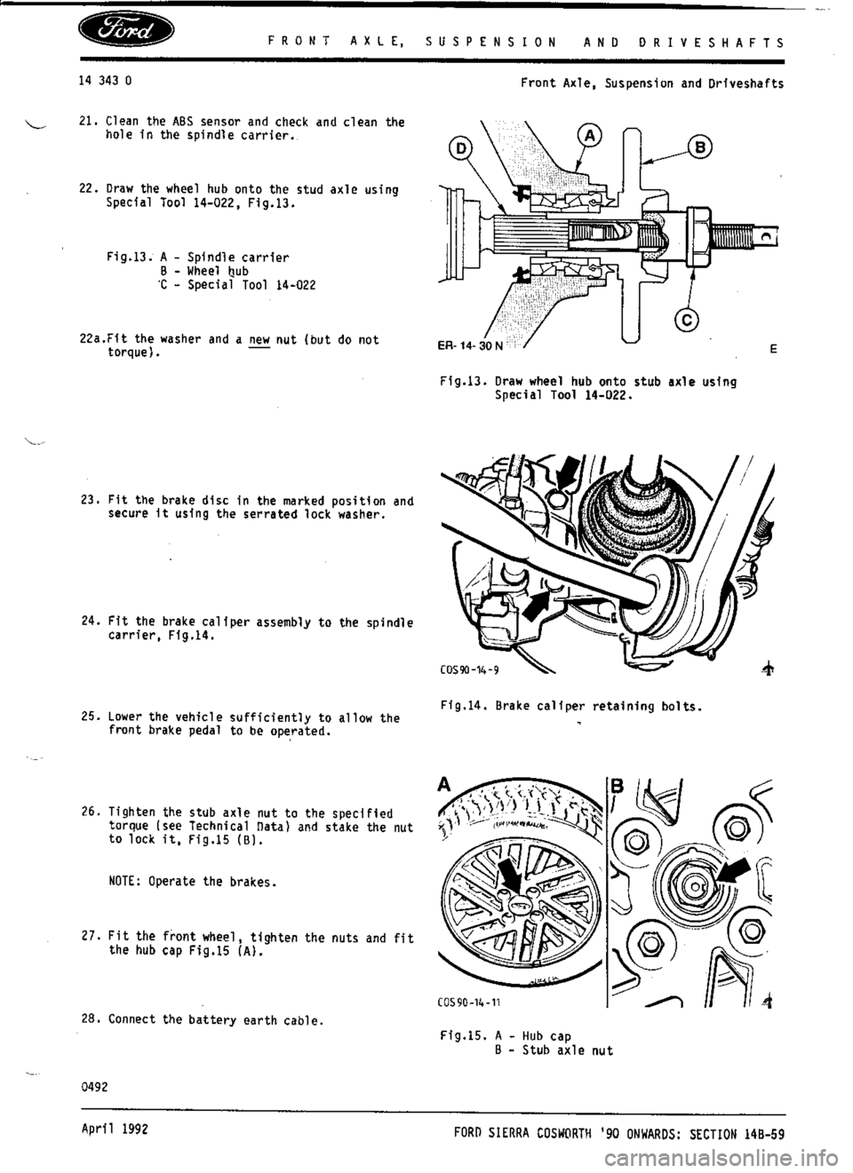 FORD SIERRA RS COSWORTH 1988 1.G Workshop Manual 