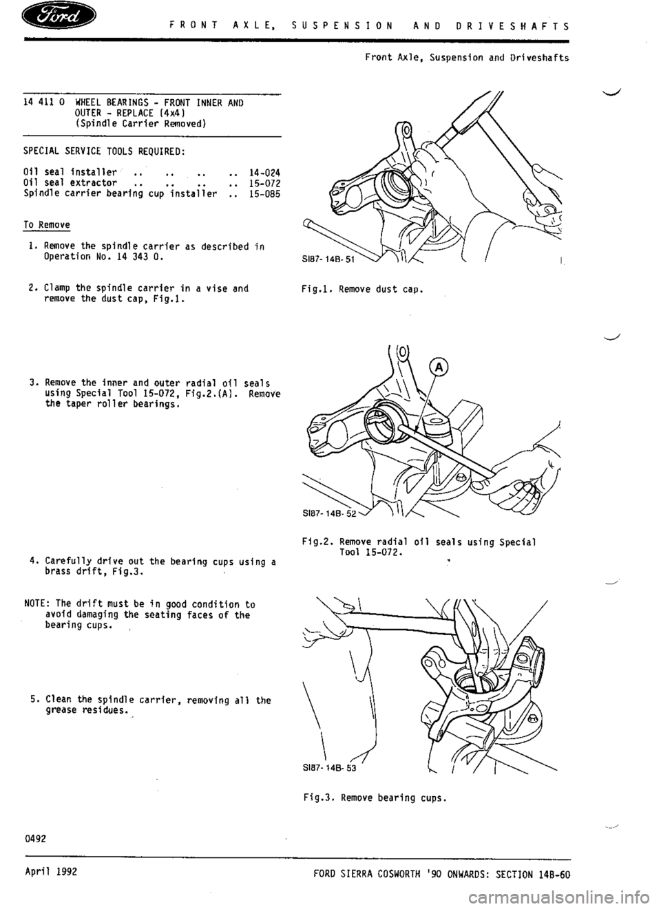 FORD SIERRA RS COSWORTH 1988 1.G Workshop Manual 