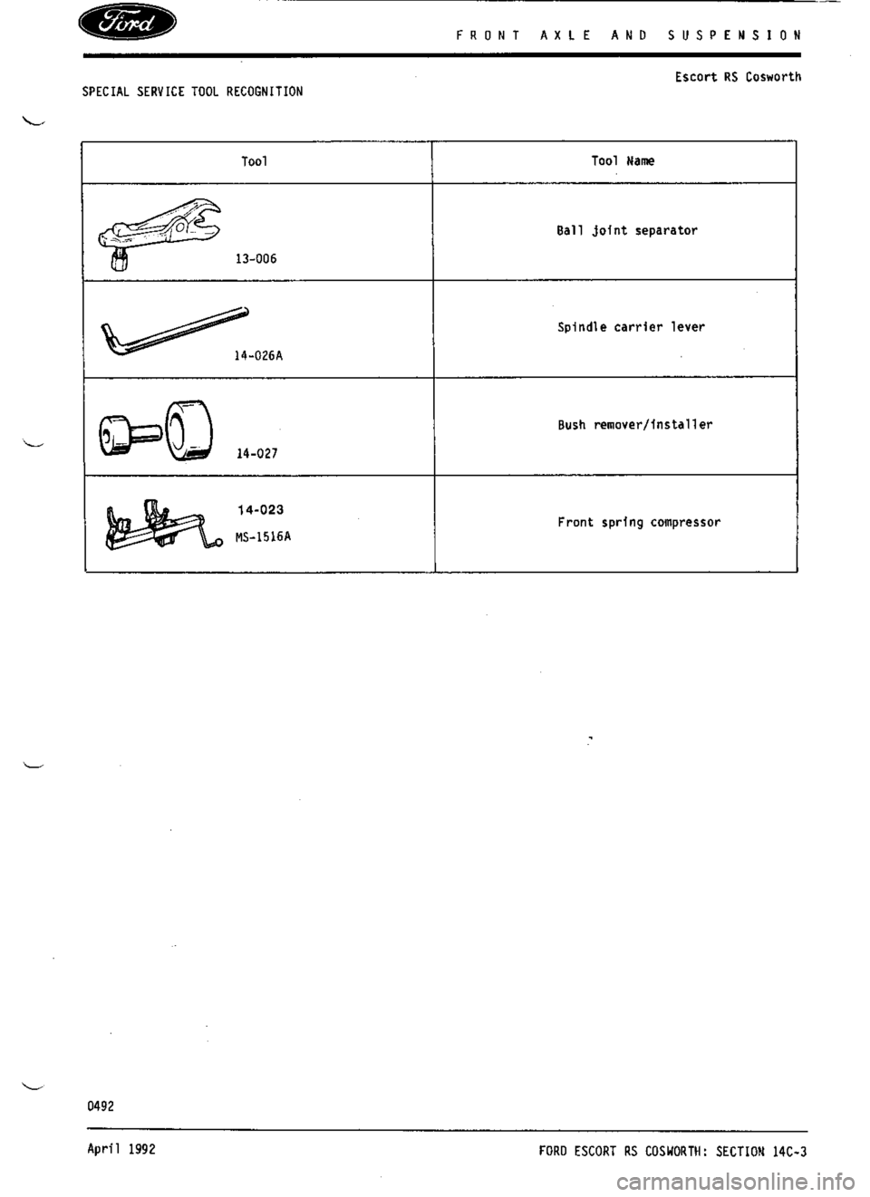 FORD SIERRA RS COSWORTH 1988 1.G Workshop Manual 