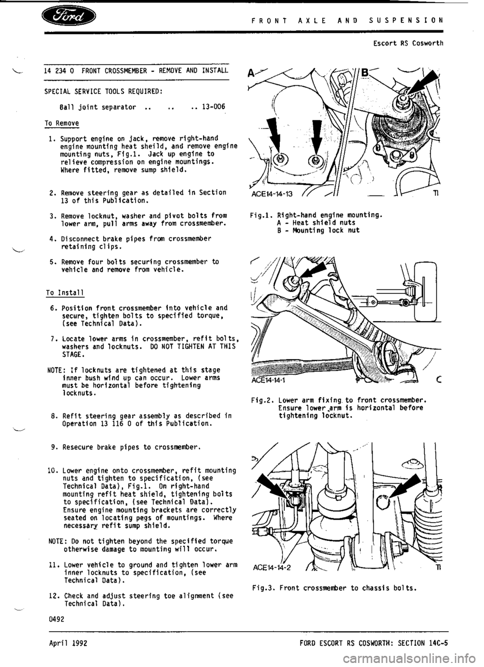 FORD SIERRA RS COSWORTH 1988 1.G Workshop Manual 