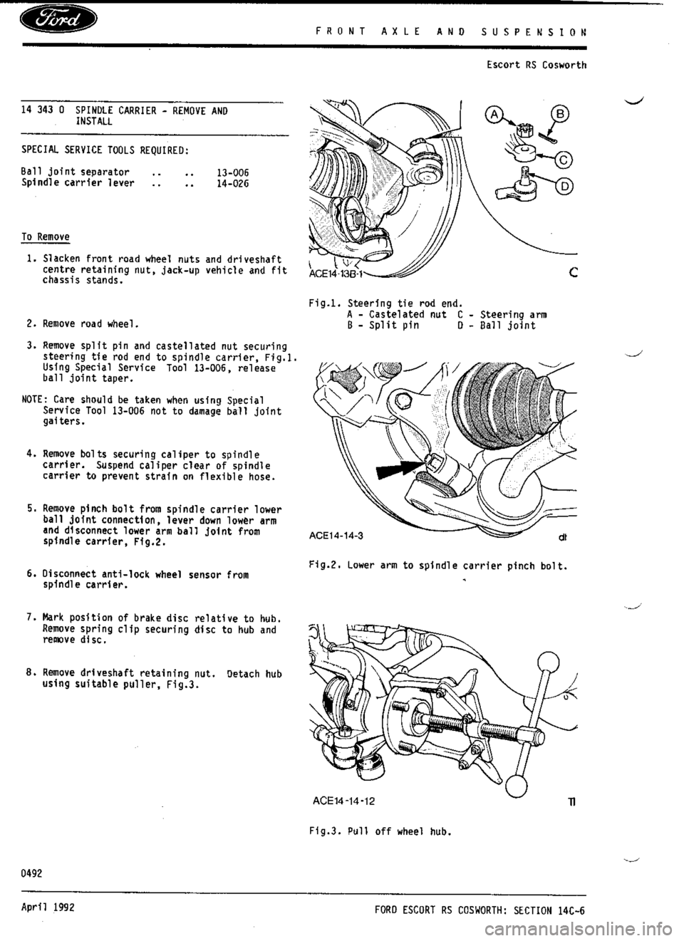 FORD SIERRA RS COSWORTH 1988 1.G Workshop Manual 