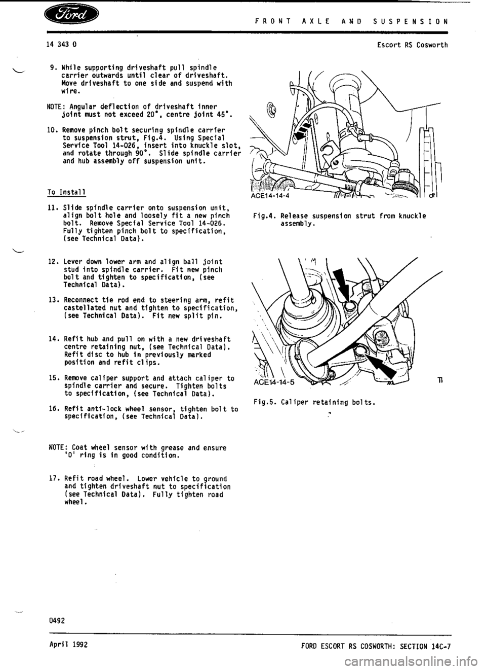 FORD SIERRA RS COSWORTH 1988 1.G Workshop Manual 