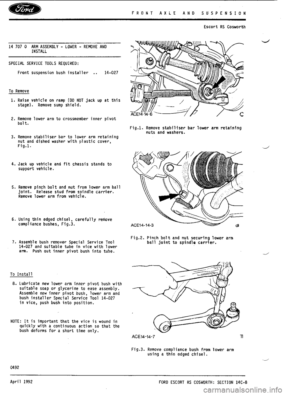 FORD SIERRA RS COSWORTH 1988 1.G Workshop Manual 