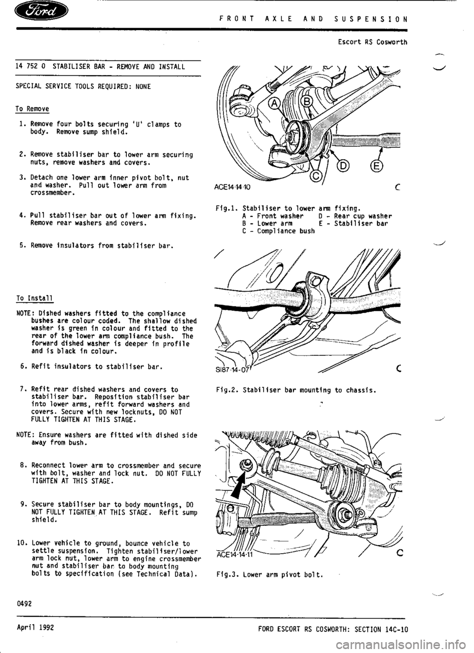 FORD SIERRA RS COSWORTH 1988 1.G Workshop Manual 