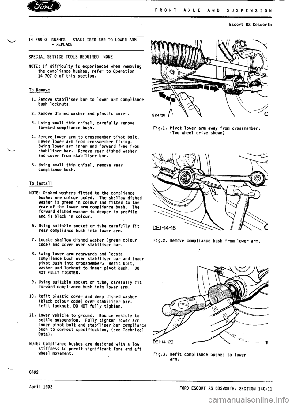 FORD SIERRA RS COSWORTH 1988 1.G Workshop Manual 