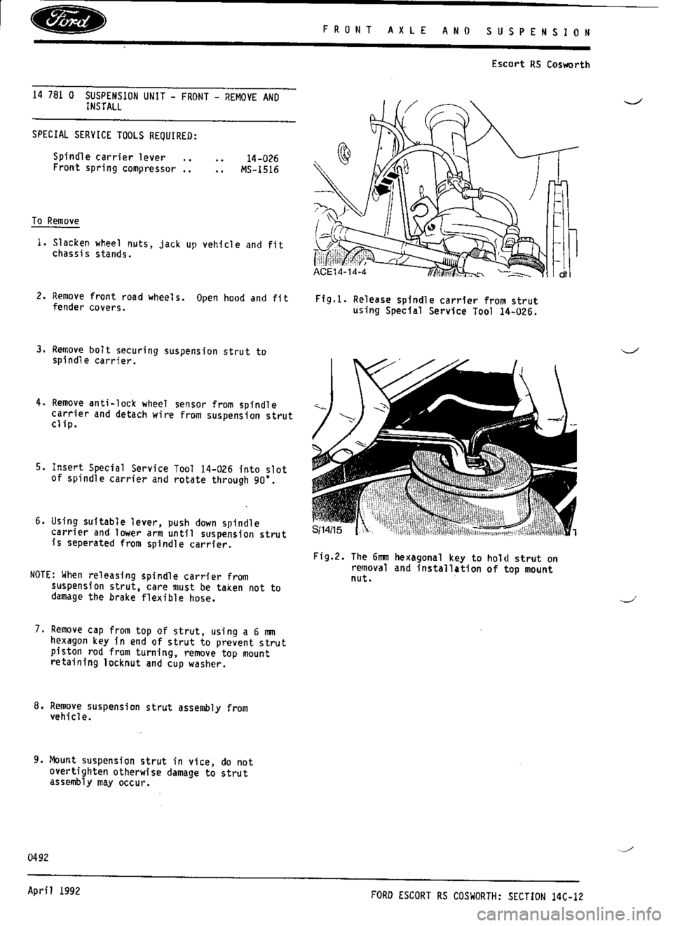 FORD SIERRA RS COSWORTH 1988 1.G Workshop Manual 