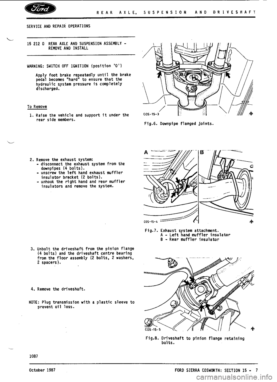 FORD SIERRA RS COSWORTH 1988 1.G Workshop Manual 