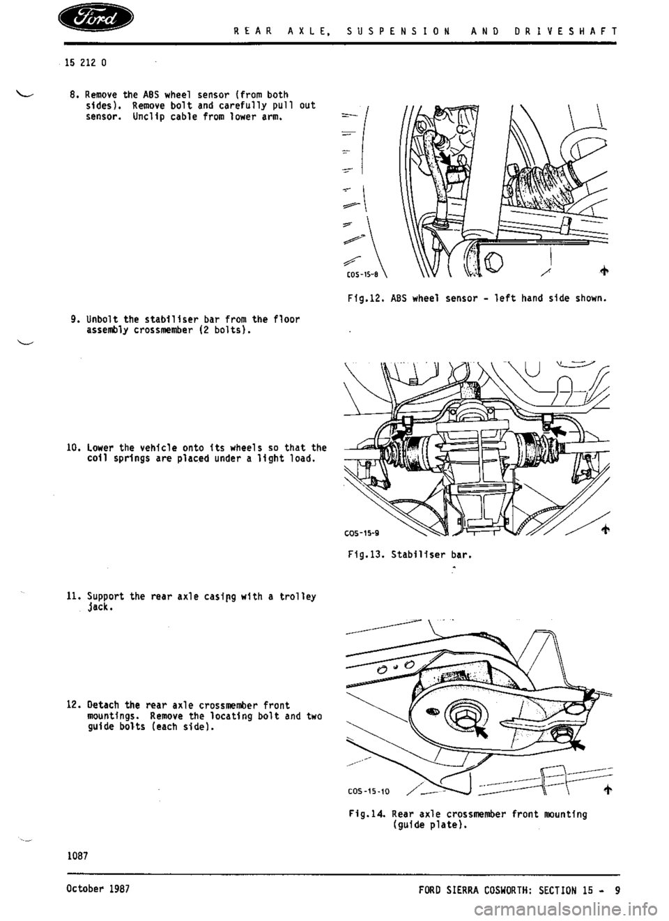 FORD SIERRA RS COSWORTH 1988 1.G Workshop Manual 