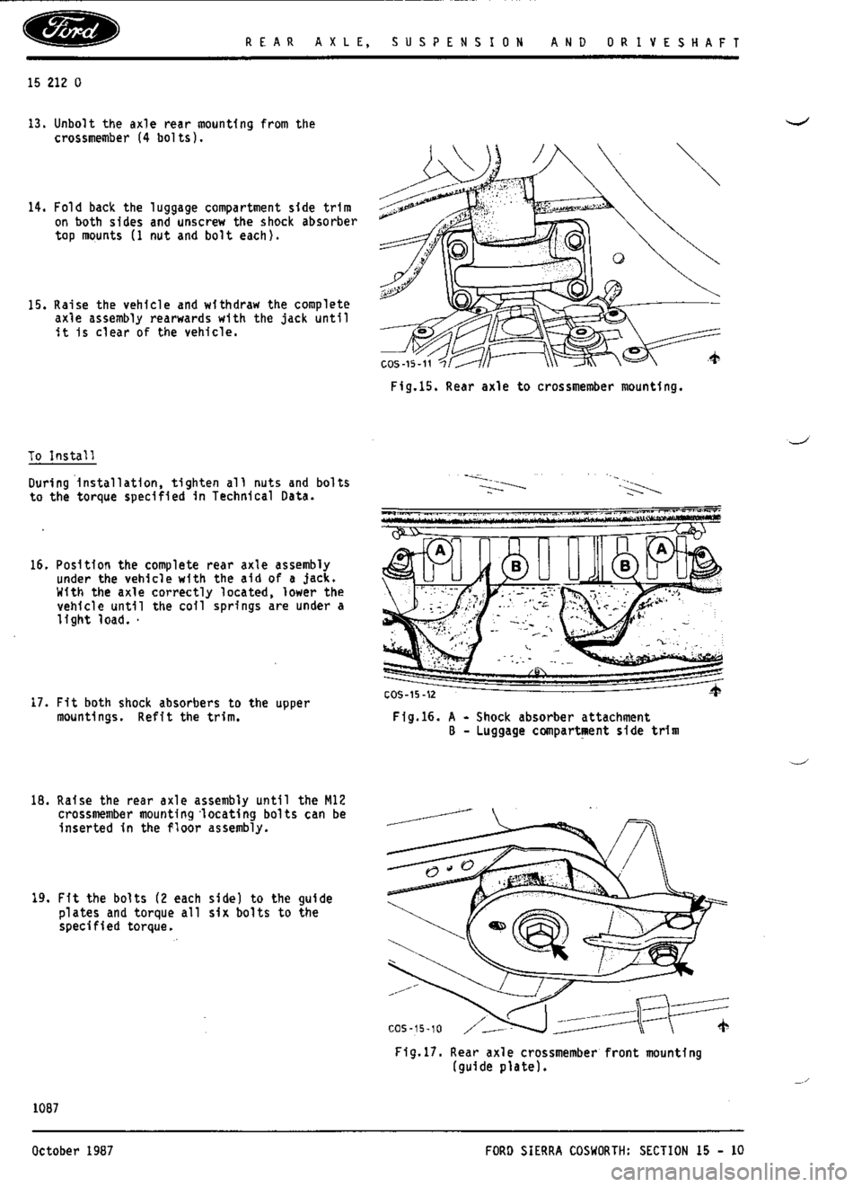 FORD SIERRA RS COSWORTH 1988 1.G Workshop Manual 