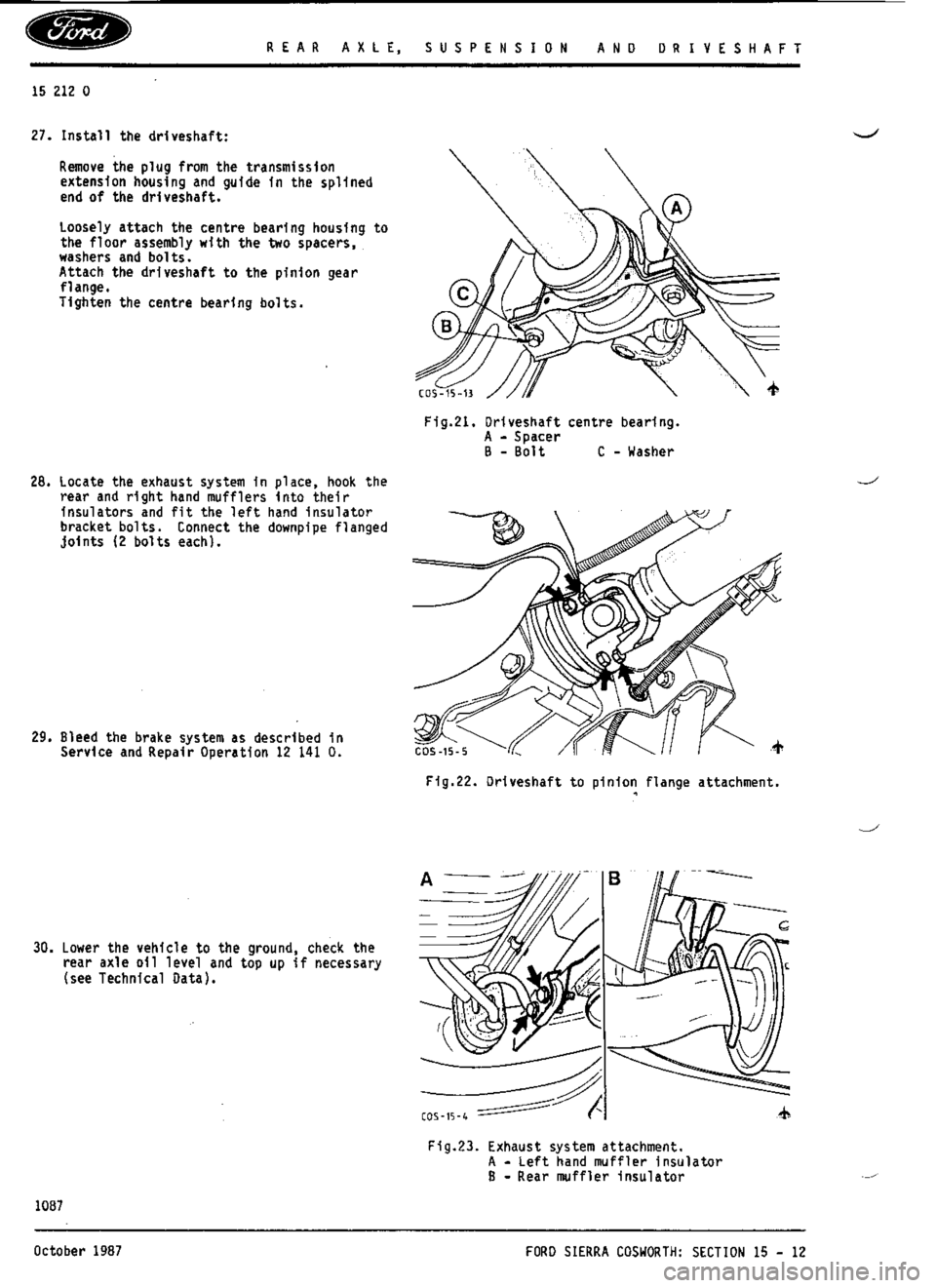 FORD SIERRA RS COSWORTH 1988 1.G Workshop Manual 