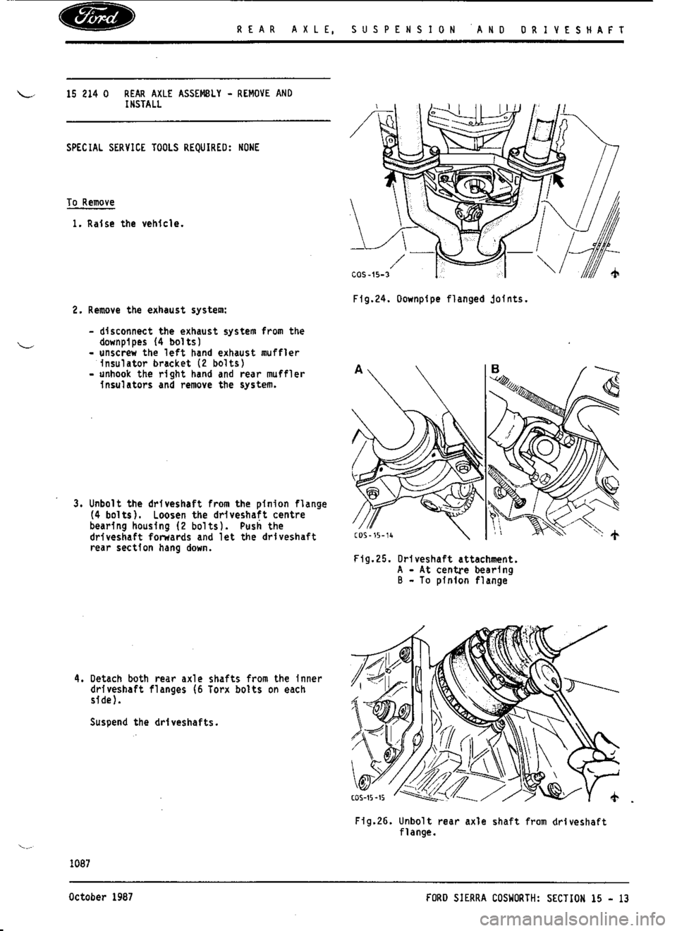 FORD SIERRA RS COSWORTH 1988 1.G Workshop Manual 