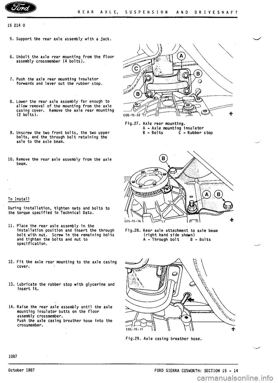 FORD SIERRA RS COSWORTH 1988 1.G Workshop Manual 