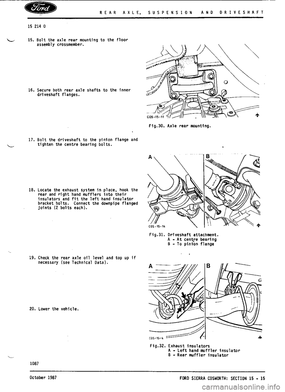 FORD SIERRA RS COSWORTH 1988 1.G Workshop Manual 