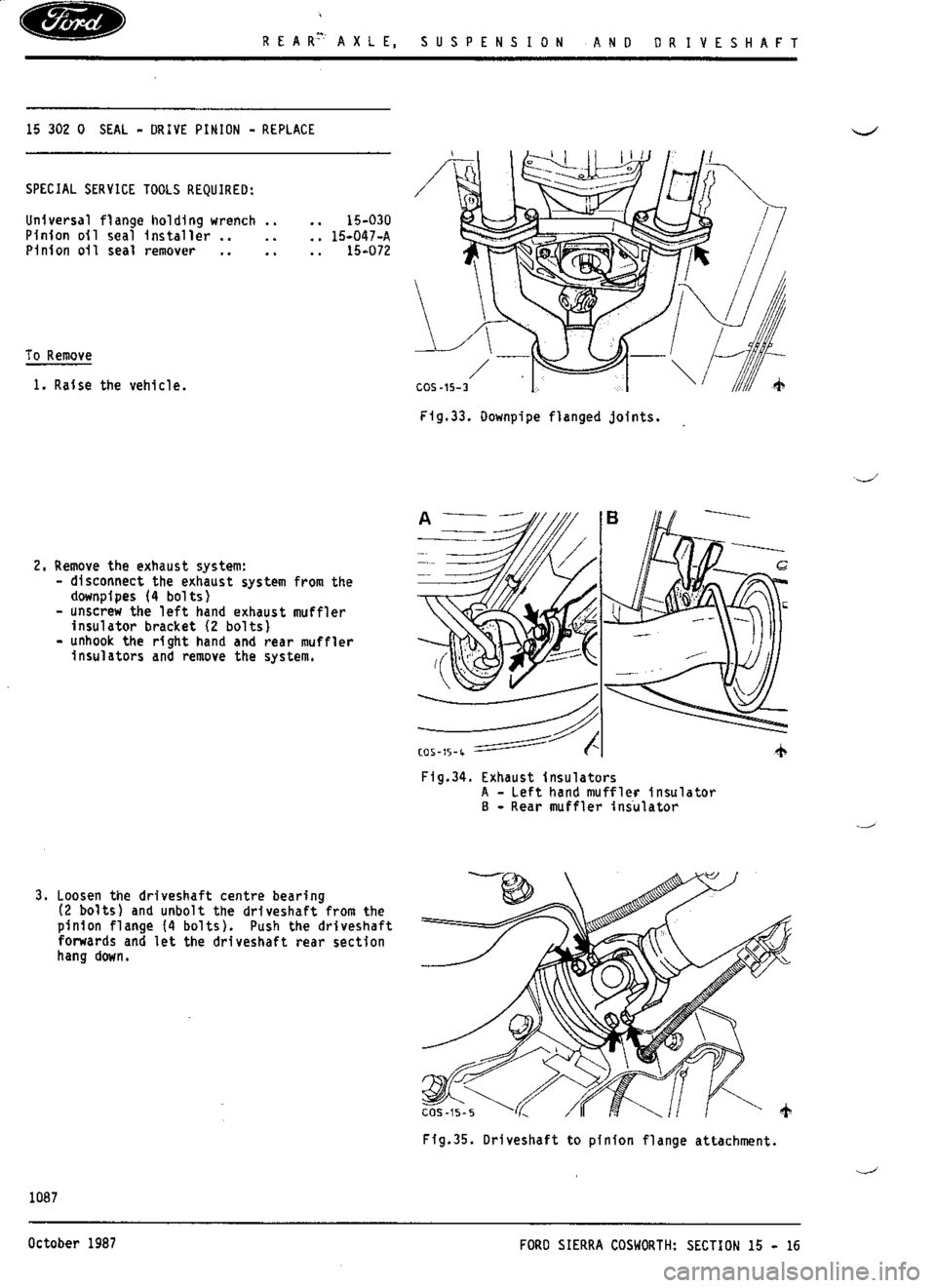 FORD SIERRA RS COSWORTH 1988 1.G Workshop Manual 