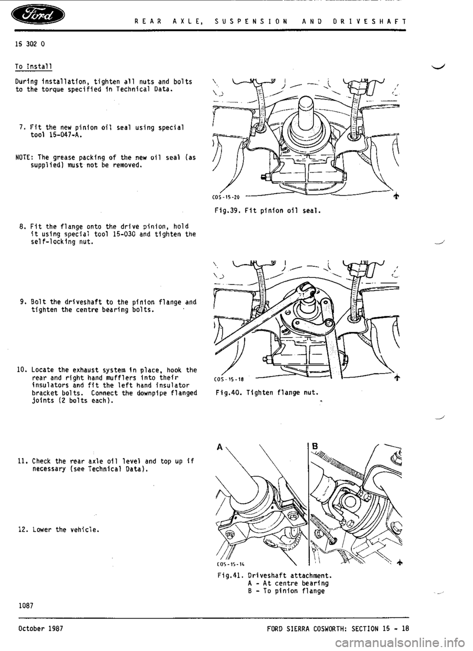 FORD SIERRA RS COSWORTH 1988 1.G Workshop Manual 