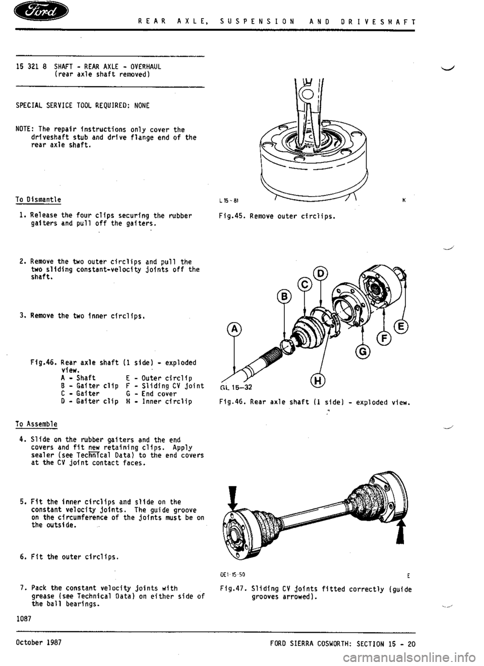 FORD SIERRA RS COSWORTH 1988 1.G Workshop Manual 