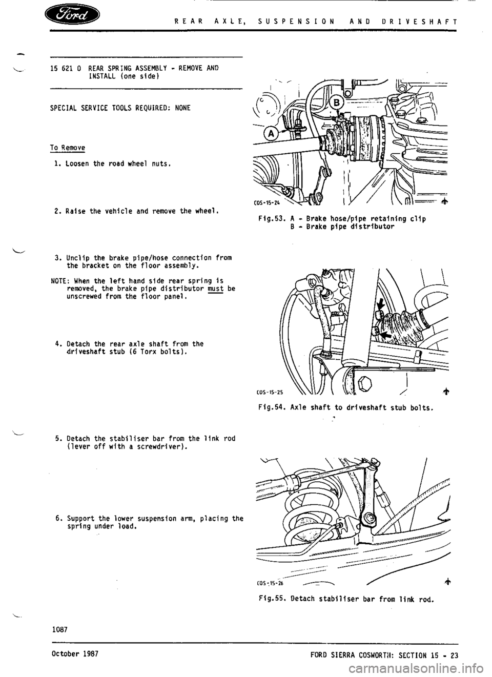 FORD SIERRA RS COSWORTH 1988 1.G Workshop Manual 