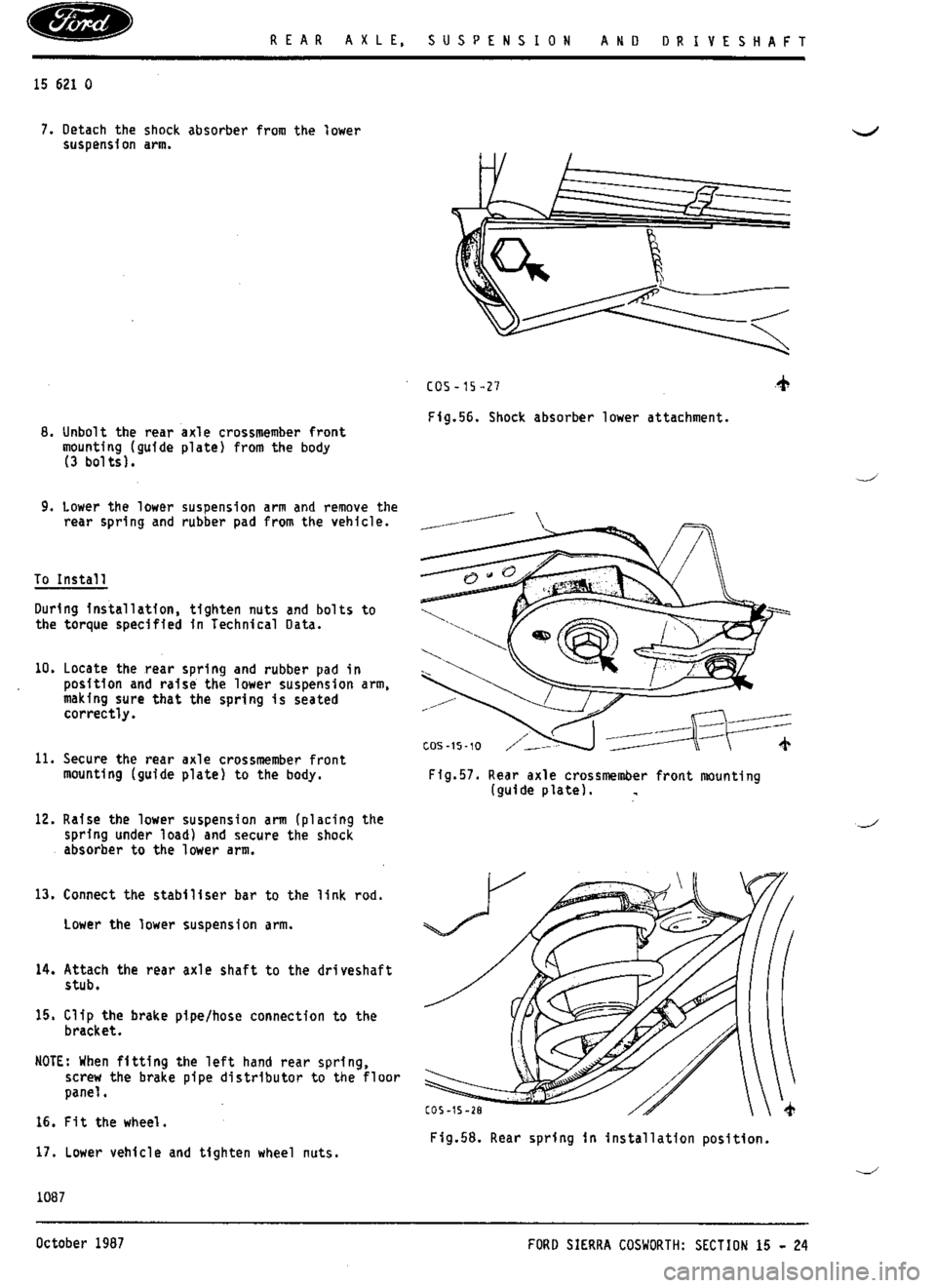 FORD SIERRA RS COSWORTH 1988 1.G Workshop Manual 