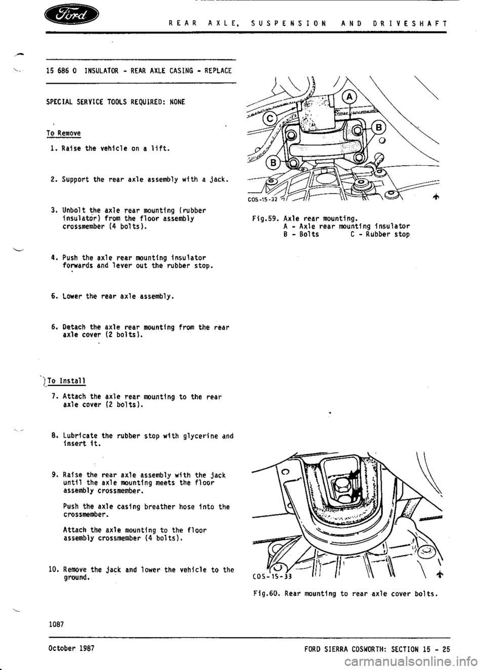 FORD SIERRA RS COSWORTH 1988 1.G Workshop Manual 