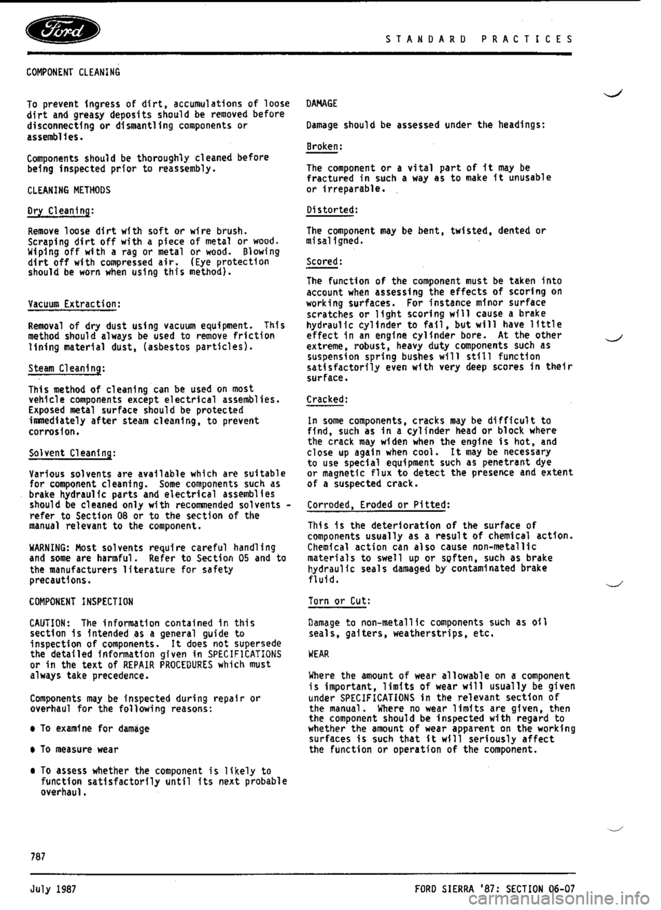 FORD SIERRA RS COSWORTH 1989 1.G Owners Guide 