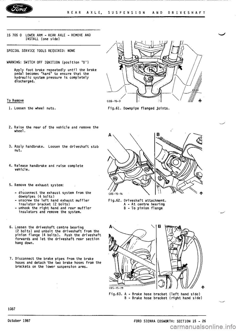 FORD SIERRA RS COSWORTH 1988 1.G Workshop Manual 