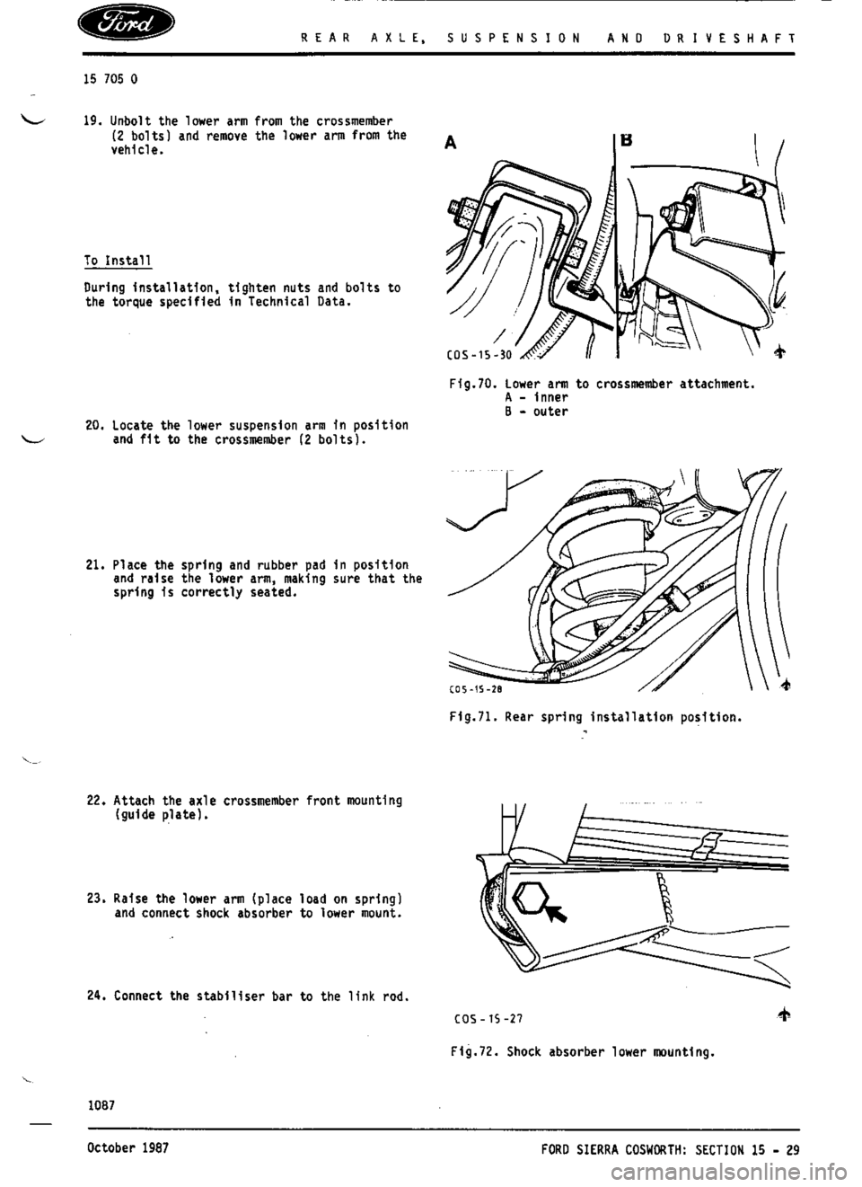 FORD SIERRA RS COSWORTH 1988 1.G Workshop Manual 