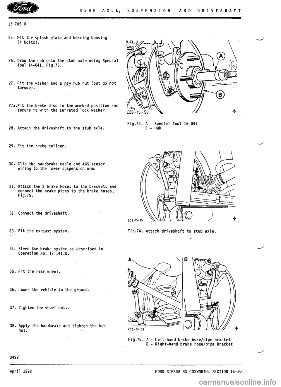 FORD SIERRA RS COSWORTH 1988 1.G Workshop Manual 