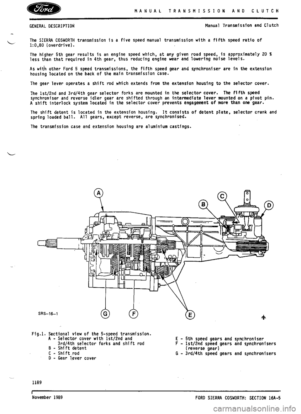 FORD SIERRA RS COSWORTH 1988 1.G Workshop Manual 