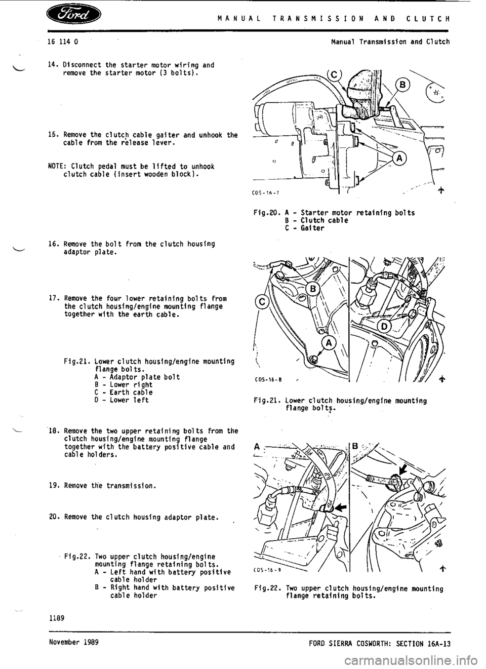 FORD SIERRA RS COSWORTH 1986 1.G Workshop Manual FORD SIERRA RS COSWORTH 1986 1.G Workshop Manual