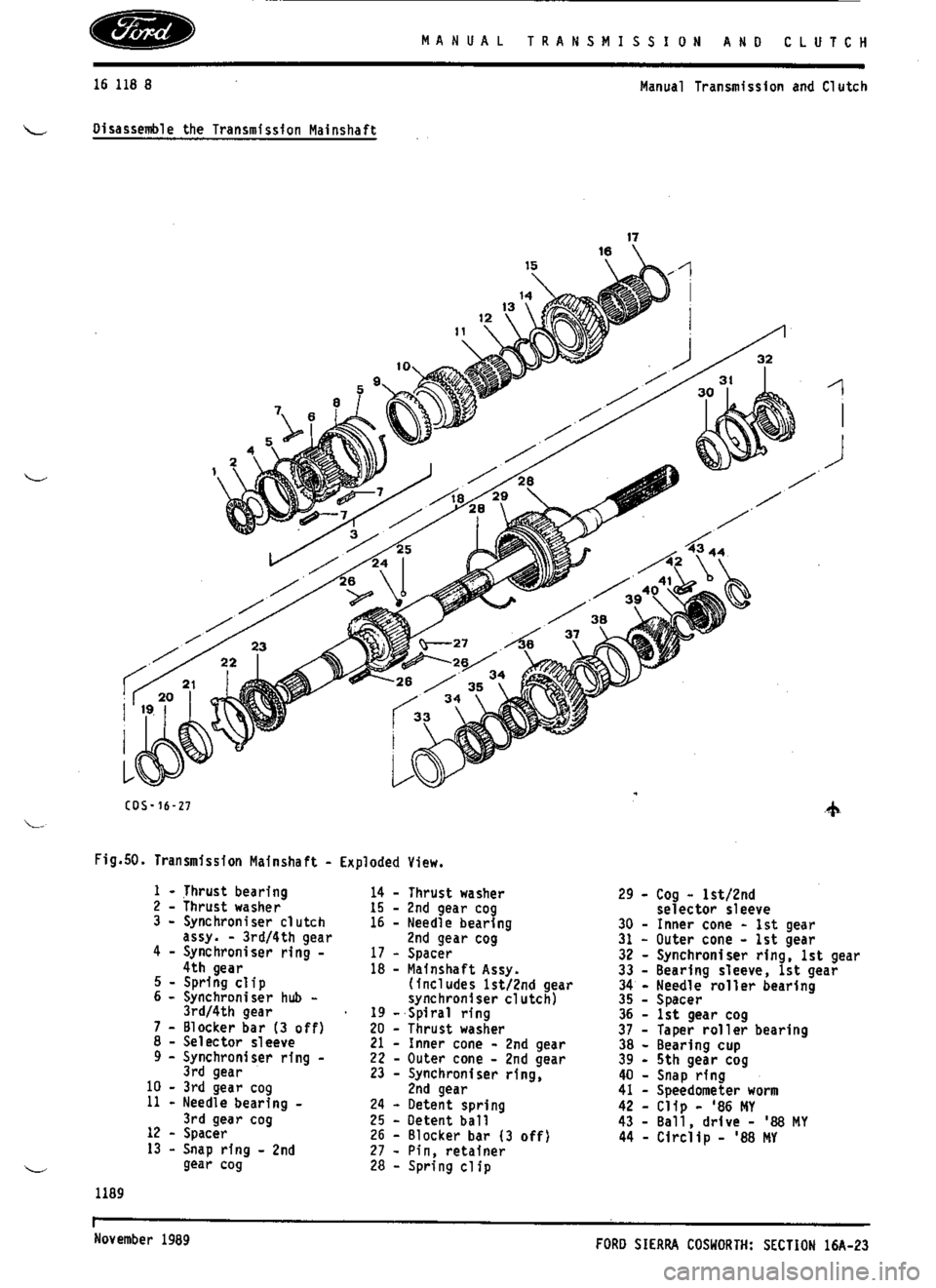 FORD SIERRA RS COSWORTH 1986 1.G Workshop Manual 
