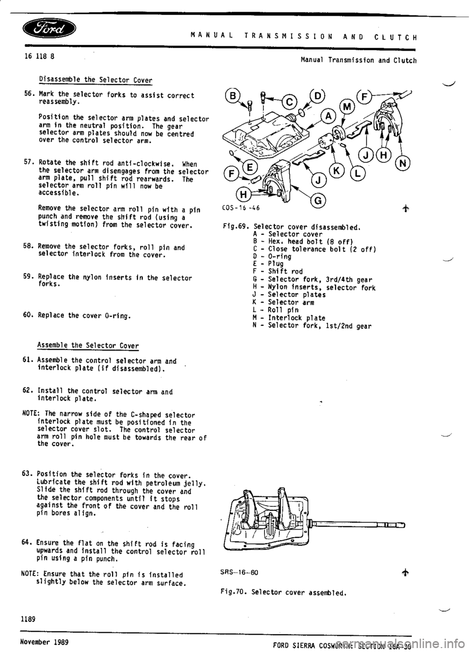 FORD SIERRA RS COSWORTH 1986 1.G Workshop Manual 