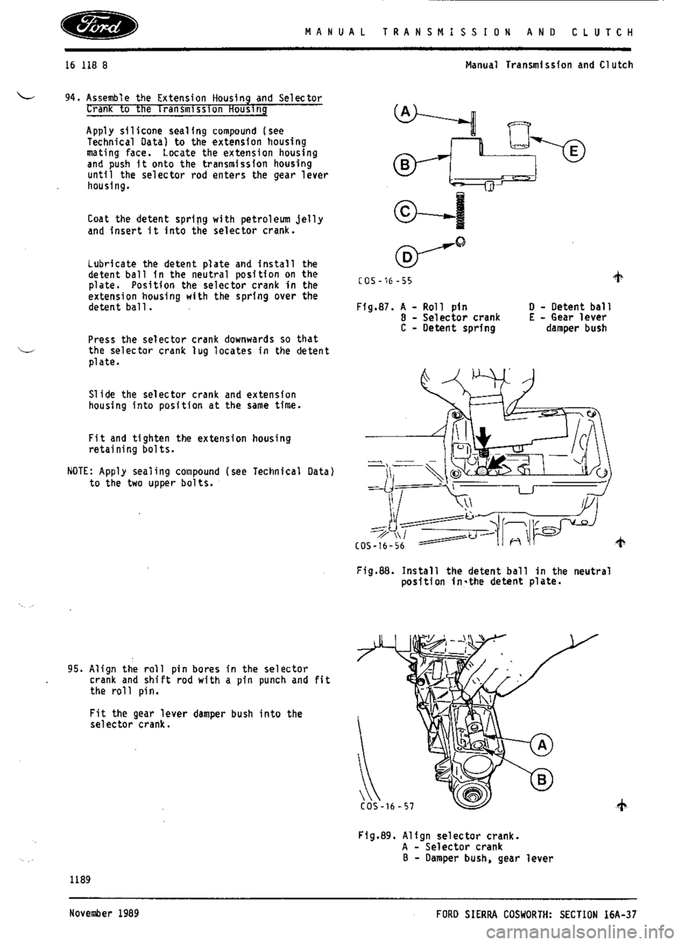 FORD SIERRA RS COSWORTH 1986 1.G Workshop Manual FORD SIERRA RS COSWORTH 1986 1.G Workshop Manual