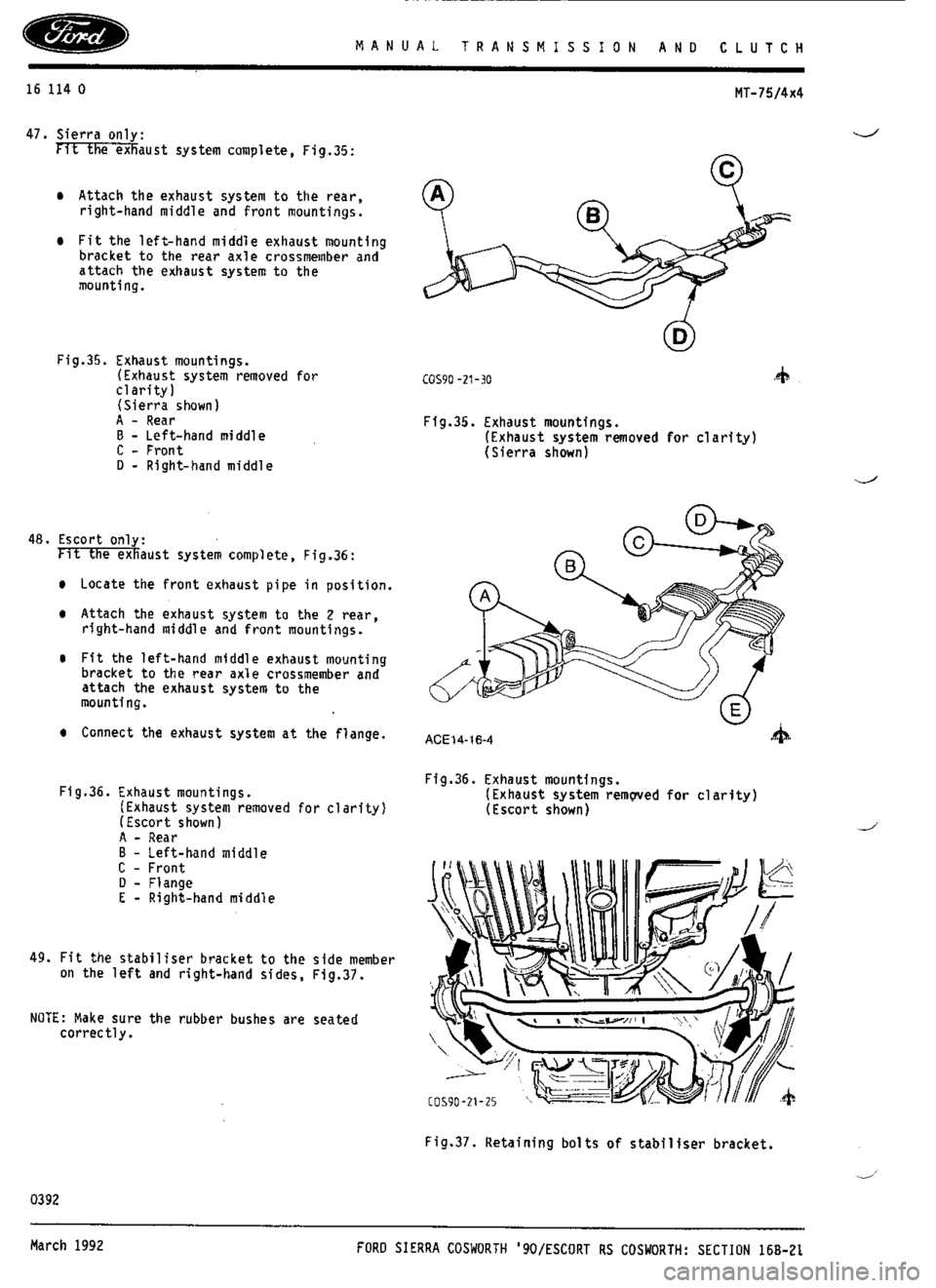 FORD SIERRA RS COSWORTH 1986 1.G Workshop Manual FORD SIERRA RS COSWORTH 1986 1.G Workshop Manual