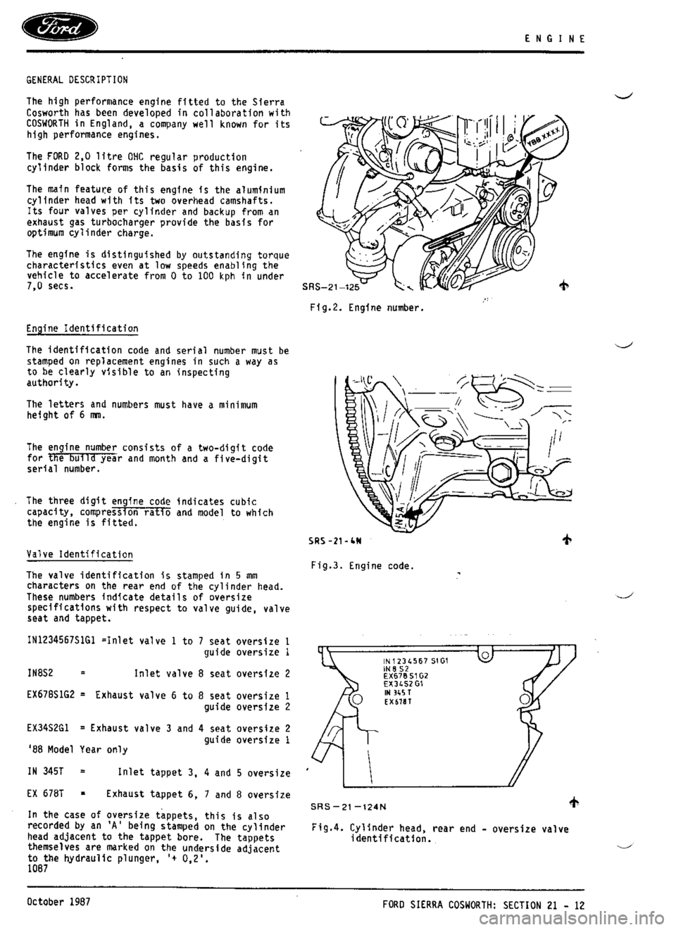 FORD SIERRA RS COSWORTH 1986 1.G Workshop Manual FORD SIERRA RS COSWORTH 1986 1.G Workshop Manual