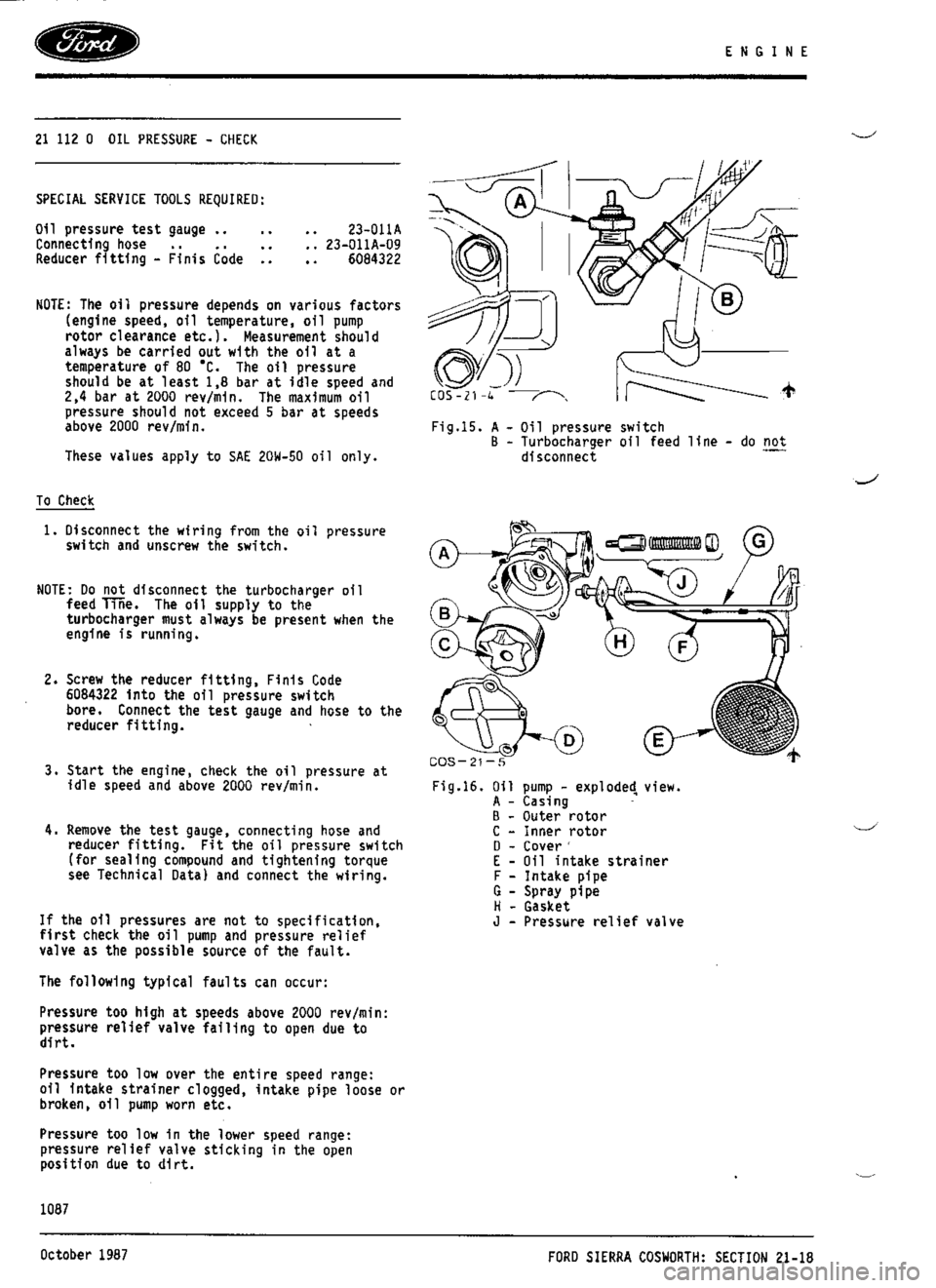 FORD SIERRA RS COSWORTH 1986 1.G Workshop Manual FORD SIERRA RS COSWORTH 1986 1.G Workshop Manual