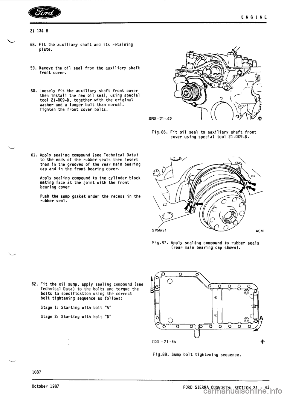 FORD SIERRA RS COSWORTH 1986 1.G Workshop Manual FORD SIERRA RS COSWORTH 1986 1.G Workshop Manual