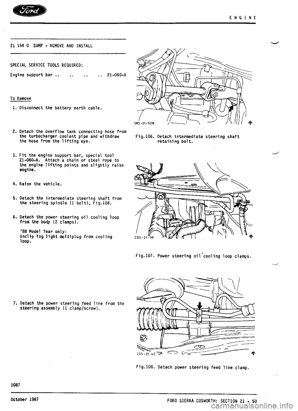 FORD SIERRA RS COSWORTH 1986 1.G Workshop Manual FORD SIERRA RS COSWORTH 1986 1.G Workshop Manual