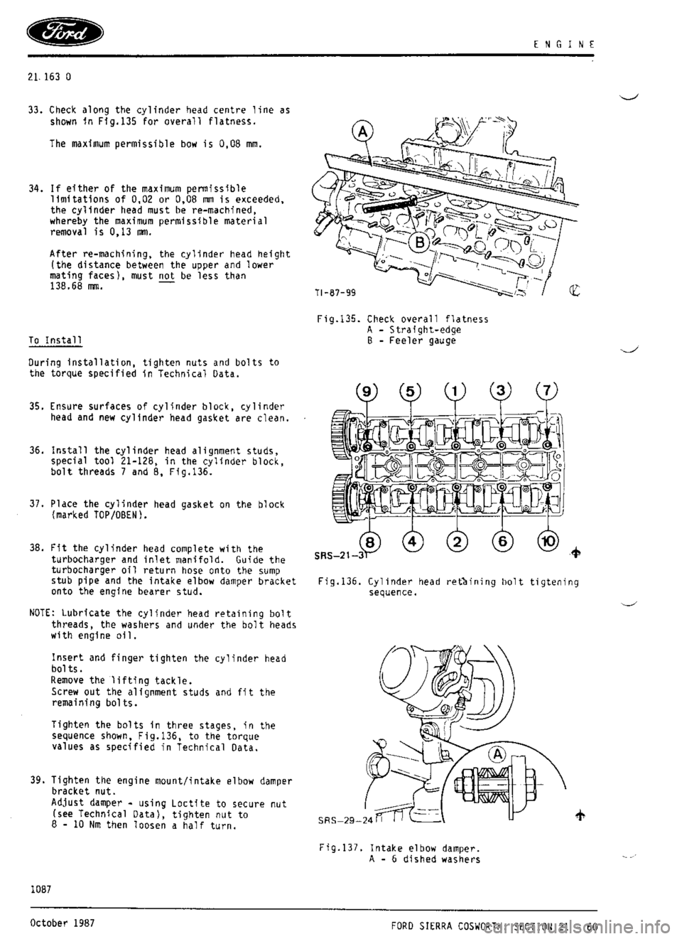 FORD SIERRA RS COSWORTH 1986 1.G Workshop Manual FORD SIERRA RS COSWORTH 1986 1.G Workshop Manual