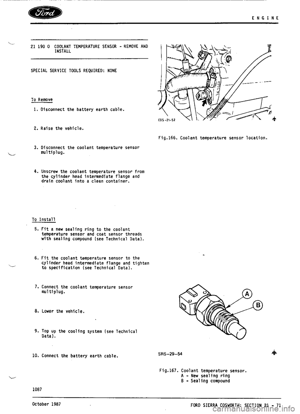 FORD SIERRA RS COSWORTH 1986 1.G Workshop Manual FORD SIERRA RS COSWORTH 1986 1.G Workshop Manual