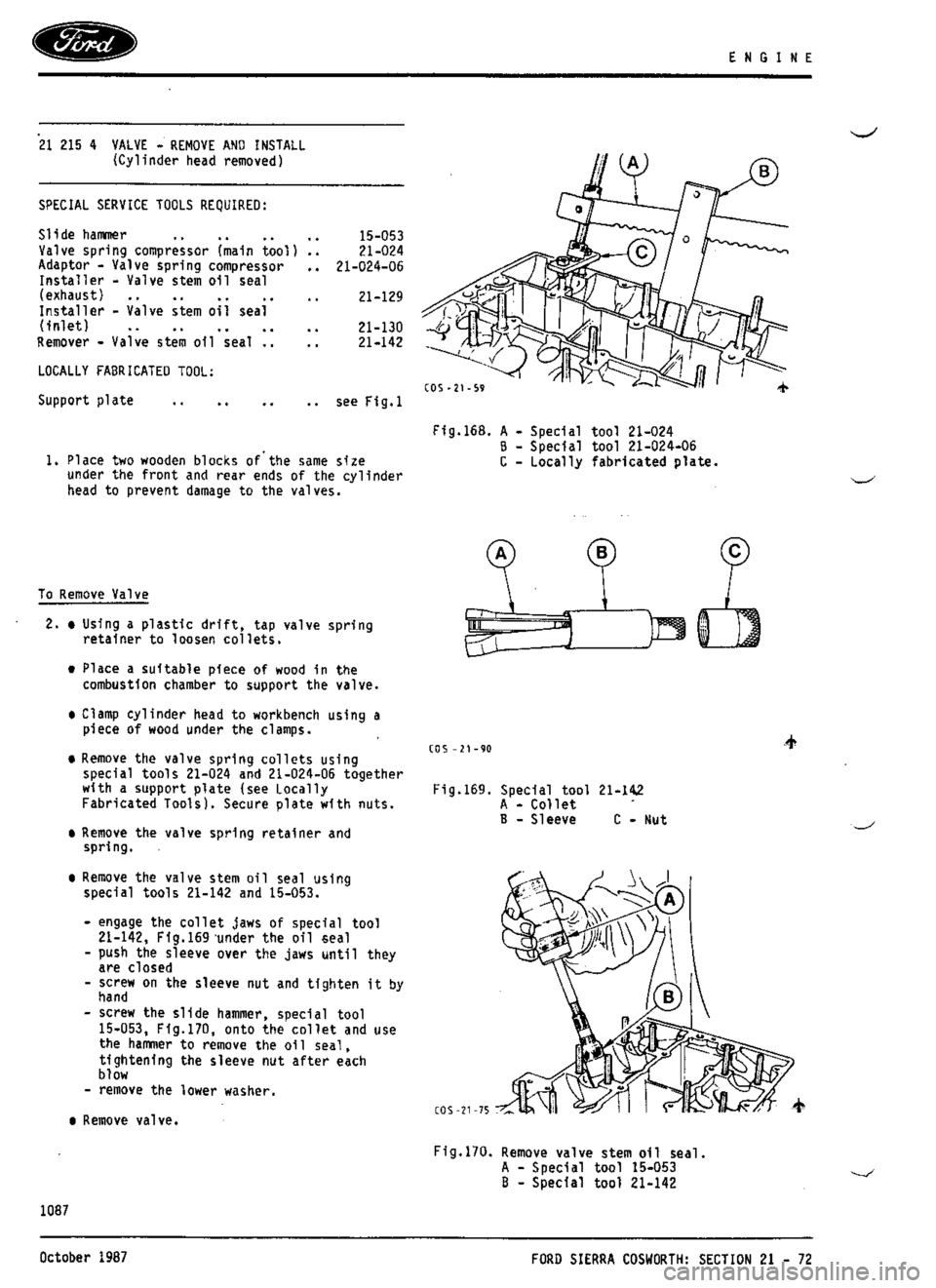 FORD SIERRA RS COSWORTH 1986 1.G Workshop Manual FORD SIERRA RS COSWORTH 1986 1.G Workshop Manual