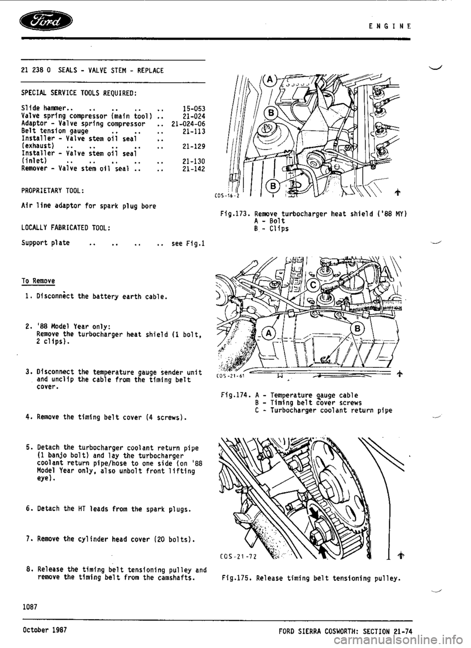 FORD SIERRA RS COSWORTH 1986 1.G Workshop Manual FORD SIERRA RS COSWORTH 1986 1.G Workshop Manual