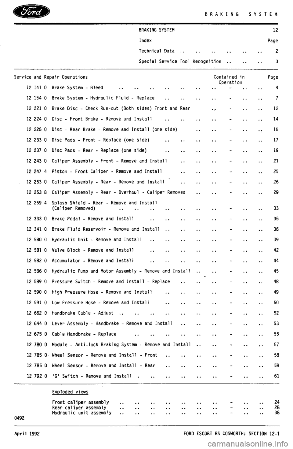 FORD SIERRA RS COSWORTH 1986 1.G Repair Manual FORD SIERRA RS COSWORTH 1986 1.G Repair Manual