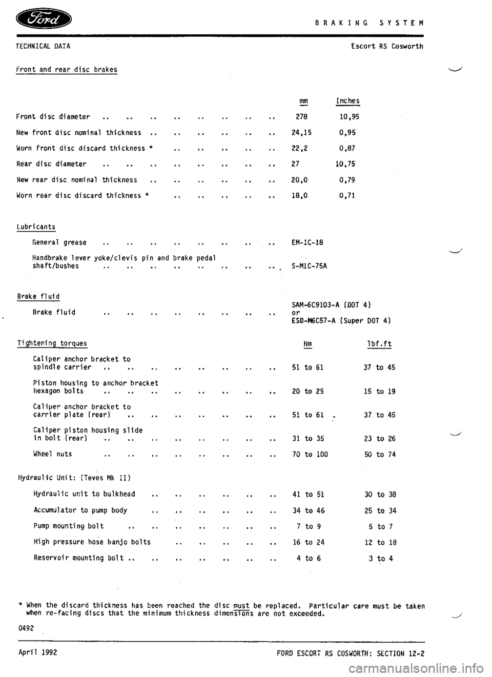 FORD SIERRA RS COSWORTH 1986 1.G Repair Manual FORD SIERRA RS COSWORTH 1986 1.G Repair Manual